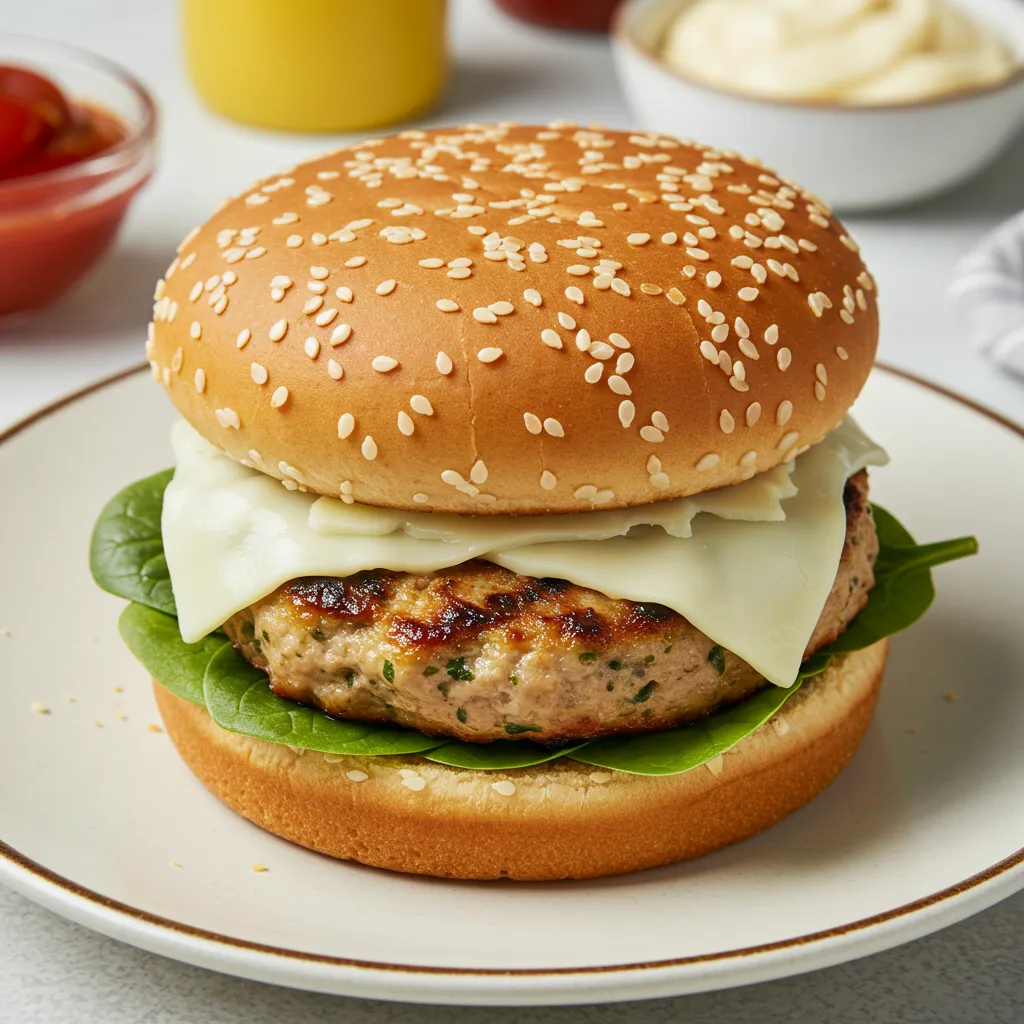 White Cheddar and Spinach Chicken Burgers - secondary view